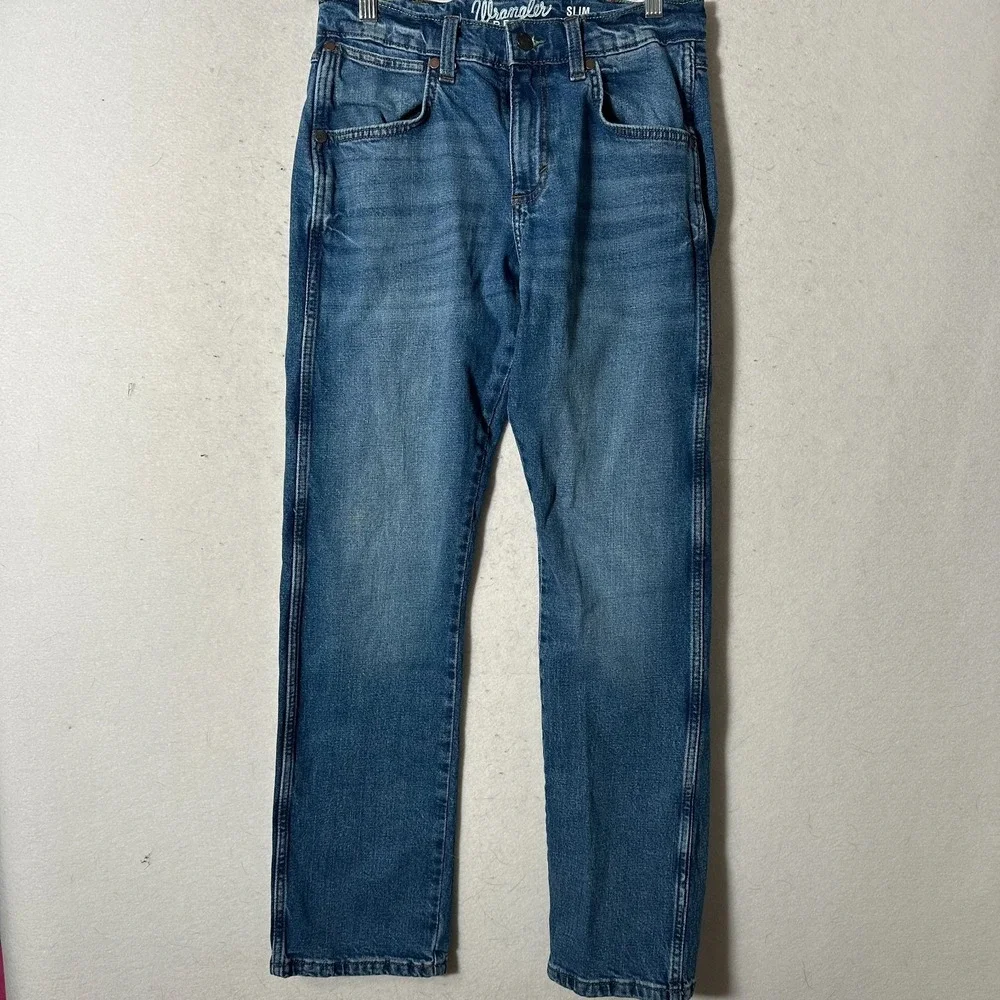 Wrangler Retro Jeans Mens 29x31 Slim Straight Stretch Blue Cowboy Western Medium